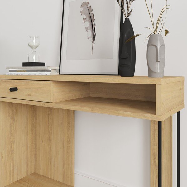 Konsola z blatem w dekorze dębu 35x100 cm Saturne – Marckeric-image-4