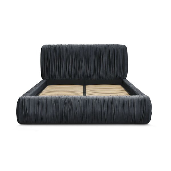 Jasnoniebieskie tapicerowane łóżko dwuosobowe ze schowkiem i stelażem 180x200 cm Blair – Bobochic Paris-image-4