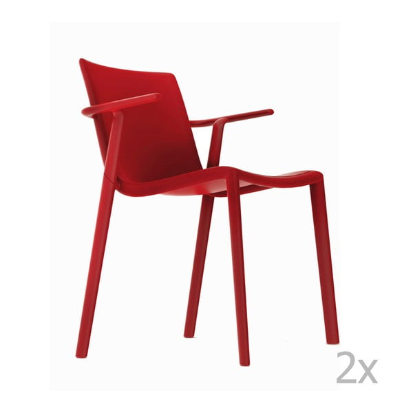Zestaw 2 czerwonych krzeseł ogrodowych z podłokietnikami Resol Kat
