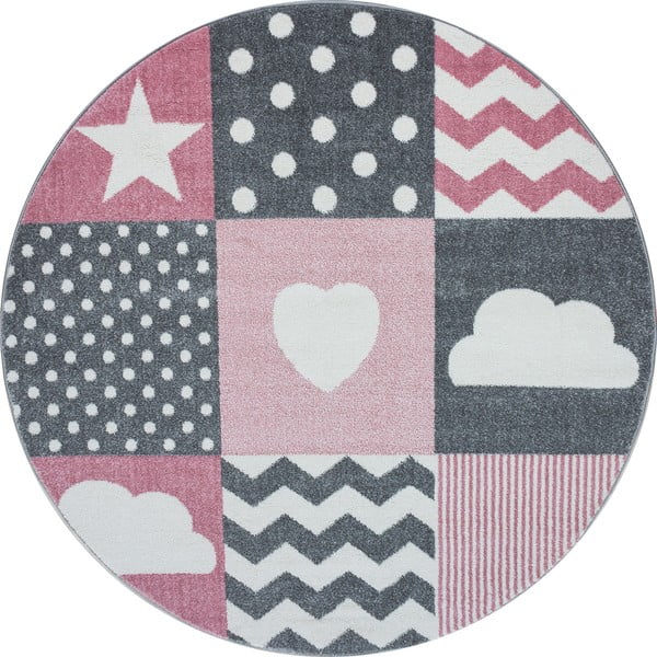 Różowo-szary dywan dziecięcy ø 120 cm Kids – Ayyildiz Carpets