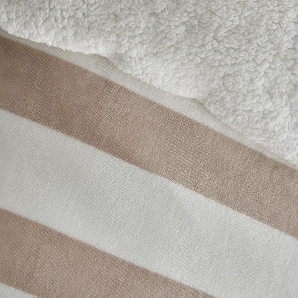 Pościel dwuosobowa z materiału sherpa w naturalnym kolorze 200x200 cm Cosy Sherpa Stripe – Catherine Lansfield-image-3