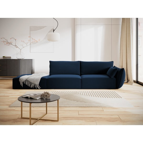 Ciemnoniebieska aksamitna sofa prawostronna 264 cm Vanda – Mazzini Sofas-image-1