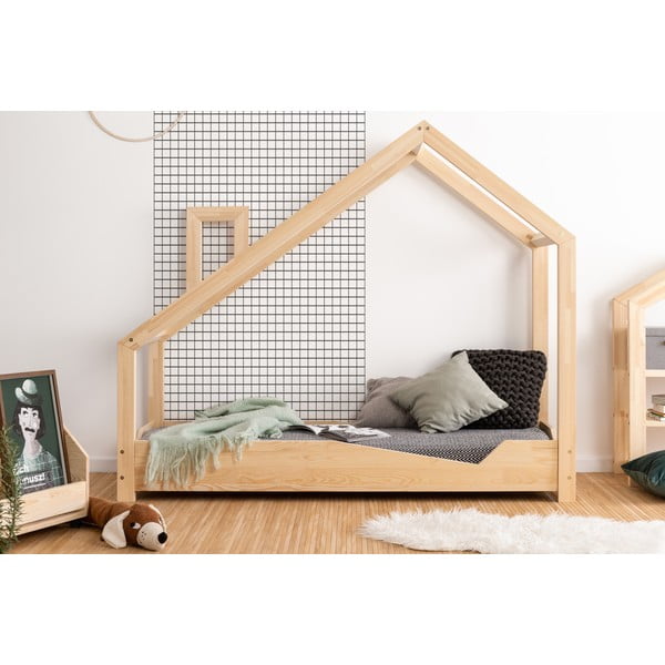 Łóżko w kształcie domku z drewna sosnowego Adeko Luna Adra, 100x160 cm