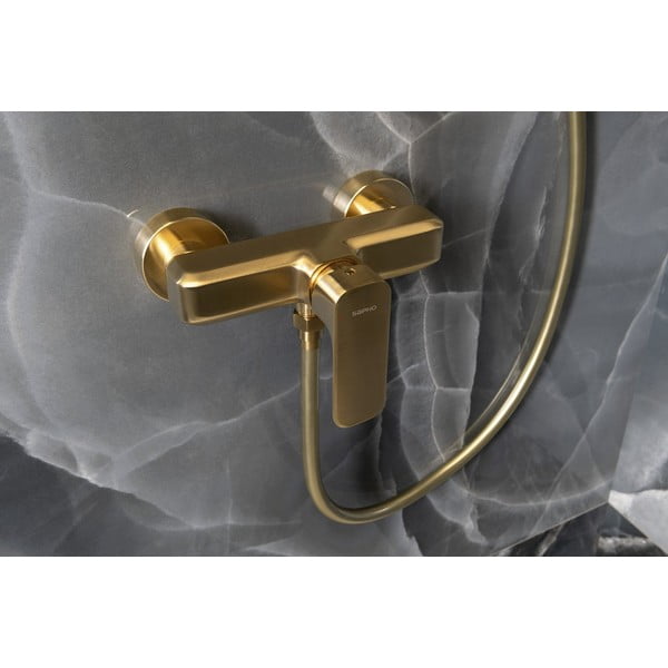 Bateria prysznicowa ścienna w kolorze złota (1 otwór) Spy – Sapho-image-1