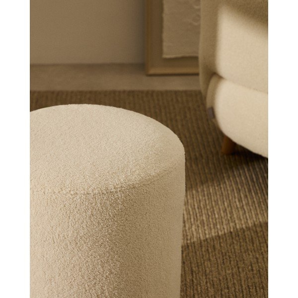Kremowy puf z materiału bouclé Kaeli – Kave Home-image-2