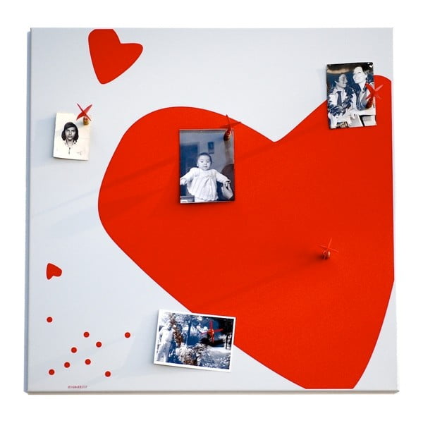 Magnetyczna tablica dESIGNoBJECT.it Red Heart, 50 x 50 cm 