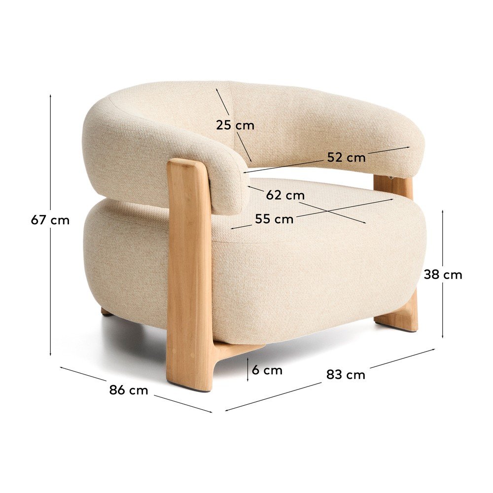 Beżowy tapicerowany fotel ogrodowy Granite – Kave Home (zdjęcie 8)