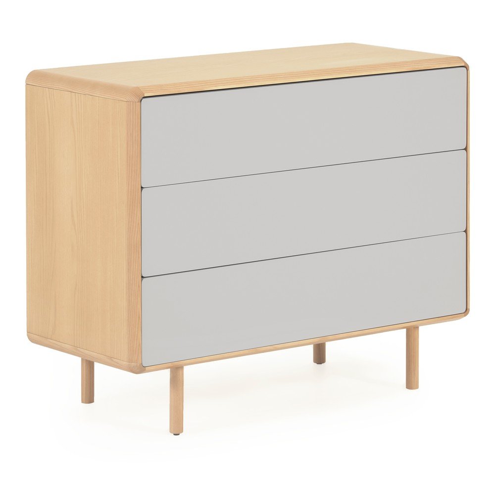 Szaro-naturalna komoda w dekorze jesionu 99x78,5x42 cm Anielle – Kave Home