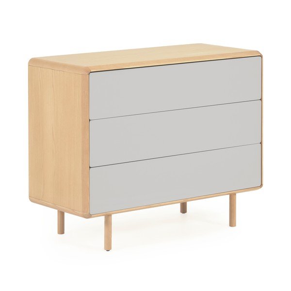 Szaro-naturalna komoda w dekorze jesionu 99x78,5x42 cm Anielle – Kave Home