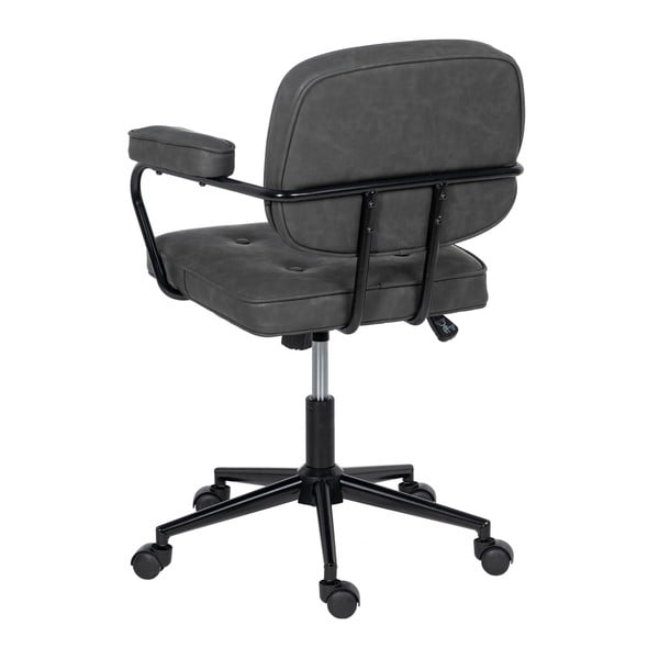 Antracytowe krzesło biurowe z imitacji skóry – Ixia-image-4