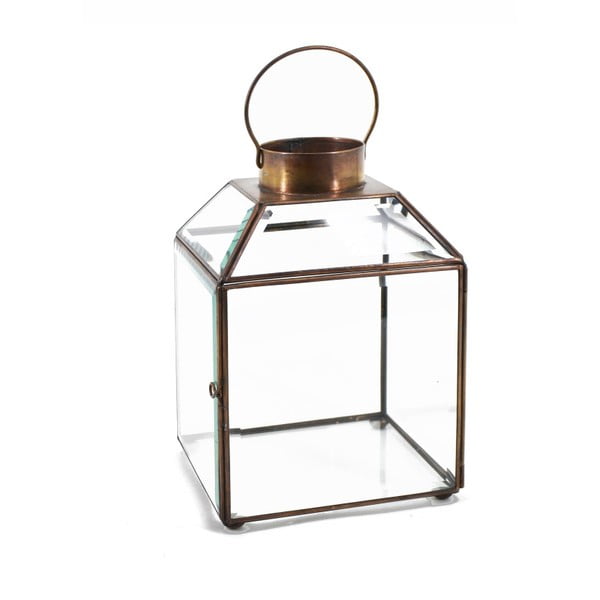 Lampion szklany z metalową ramką Moycor Bisel, wys. 20 cm