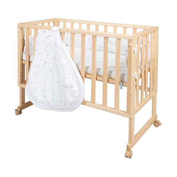 Łóżeczko na kółkach 90x45 cm w naturalnym kolorze Star Magic – Roba