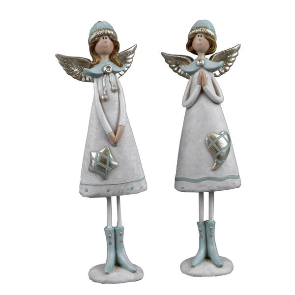 Zestaw 2 dużych aniołków dekoracyjnych w czapkach Ego Dekor Winter