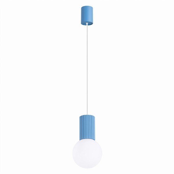 Jasnoniebieska lampa wisząca z opalowego szkła ø 12 cm Orbital – Sollux