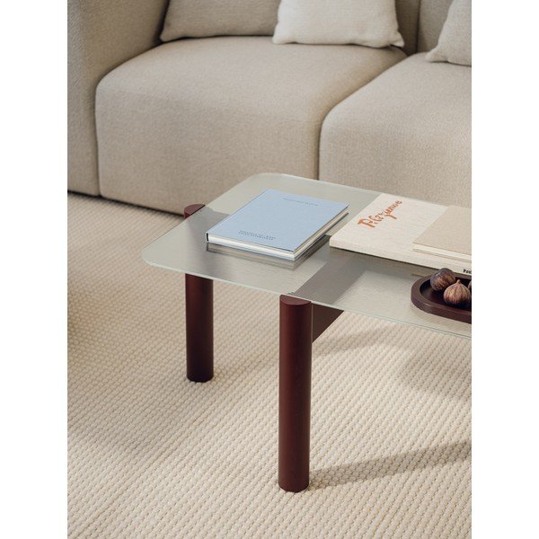 Bordowy stolik ze szklanym blatem 55x105 cm Kob – noo.ma-image-2