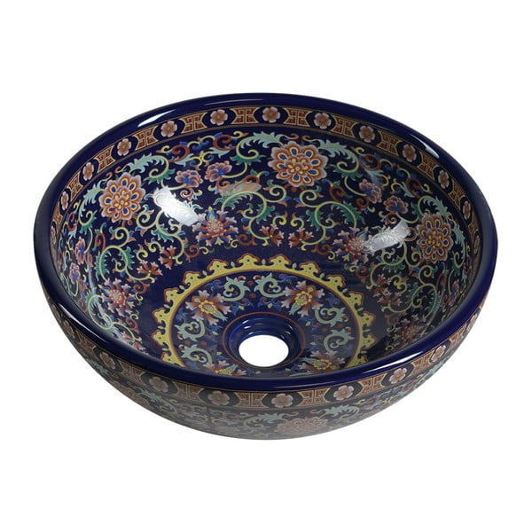 Ciemnoniebieska ceramiczna okrągła umywalka ø 41 cm Priori – Sapho