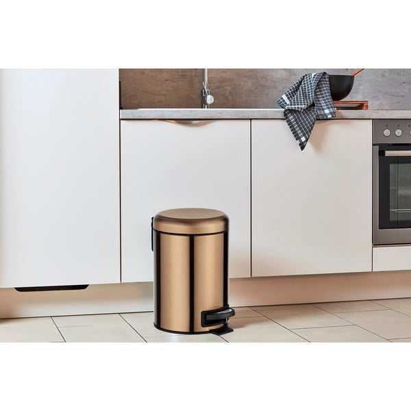 Kosz na śmieci z pedałem w miedzianym kolorze Wenko Leman, 3 l-image-1