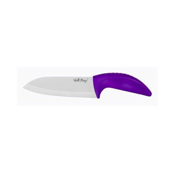 Fioletowy nóż ceramiczny Vialli Design Santoku, 14 cm