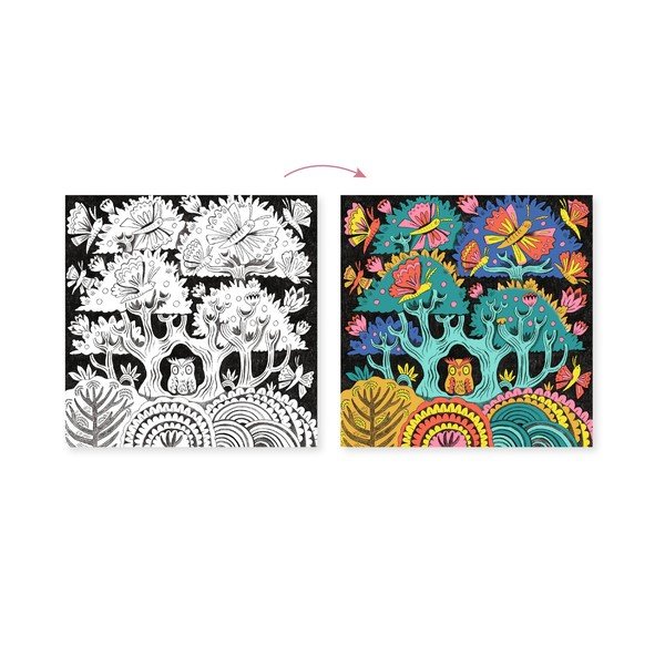 Zestaw artystyczny z 7 flamastrami do kaligrafowania i okularami 3D Djeco Las-image-1