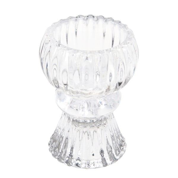 Niski przezroczysty szklany świecznik – Rex London