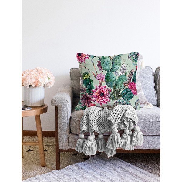 Zielona poszewka na poduszkę z domieszką bawełny Minimalist Cushion Covers Cactus, 55x55 cm-image-2