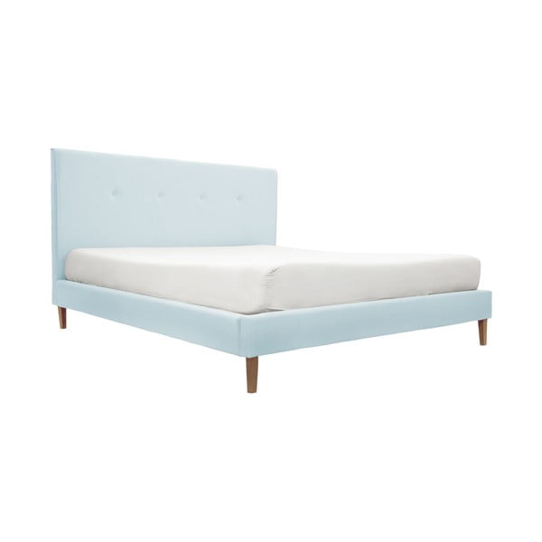 Pastelowoniebieskie łóżko z naturalnymi nogami Vivonita Kent, 180x200 cm