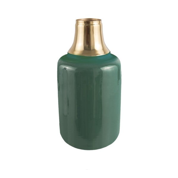 Zielony wazon z detalem w kolorze złota PT LIVING Shine, wys. 28 cm