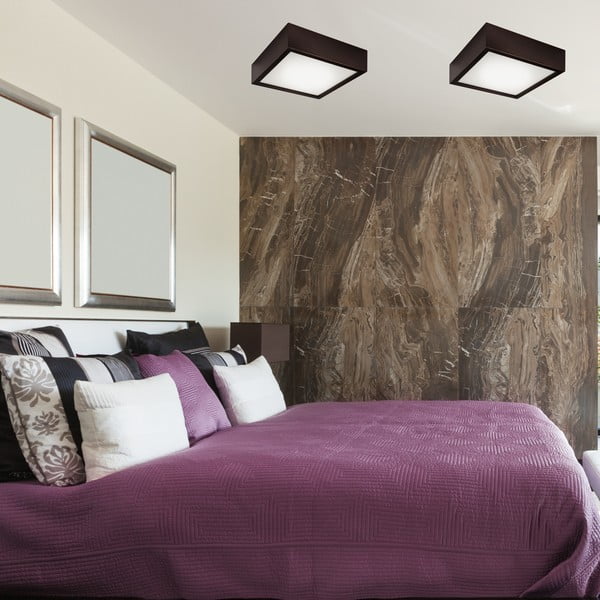 Ciemnobrązowa lampa sufitowa ze szklanym kloszem 27,5x27,5 cm Quadro – LAMKUR-image-3