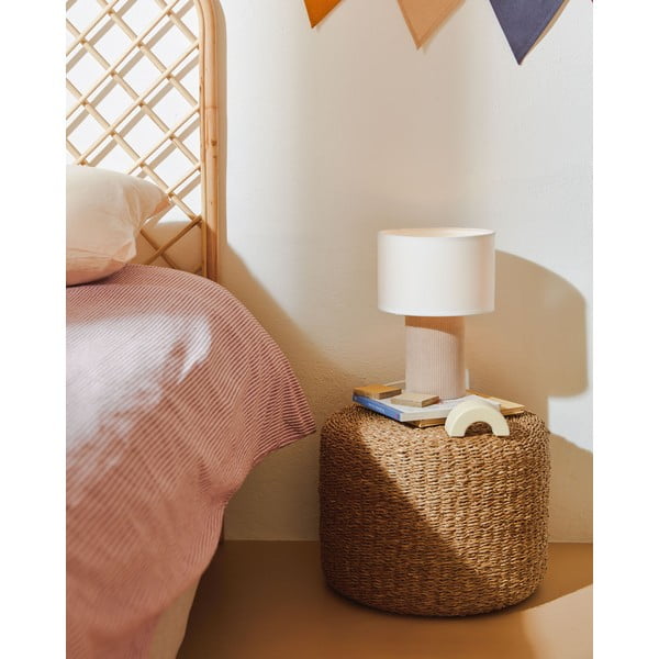 Biało-beżowa lampa stołowa z tekstylnym kloszem (wysokość 29 cm) Bianella – Kave Home-image-1