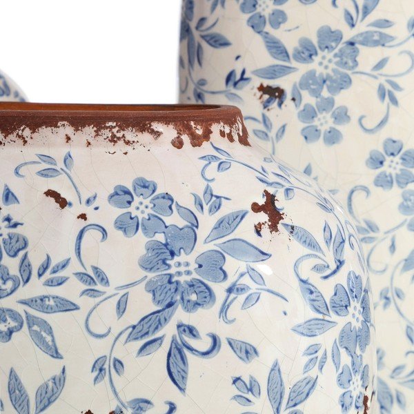Niebiesko-biały wazon ceramiczny Flowers-image-3