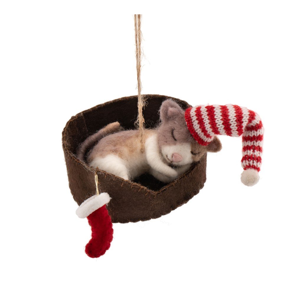 Tekstylna ozdoba świąteczna 12,5 cm Cat in Basket – Sass & Belle