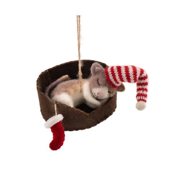 Tekstylna ozdoba świąteczna 12,5 cm Cat in Basket – Sass & Belle