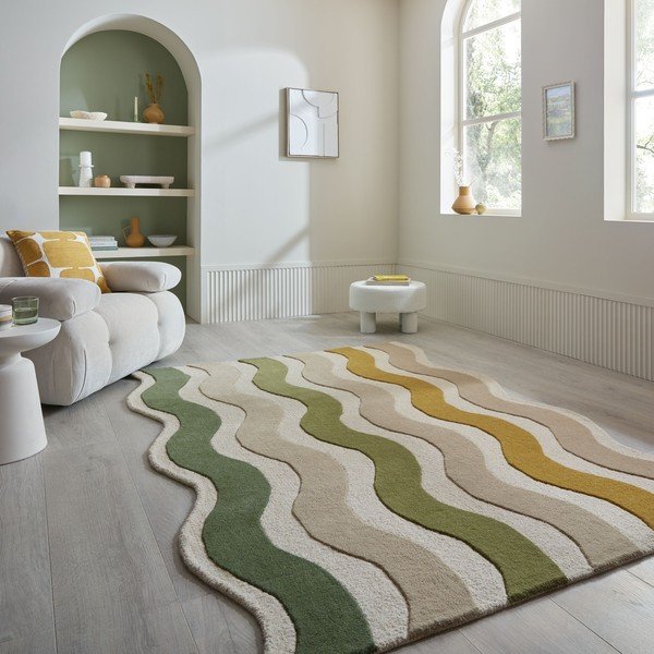 Zielony/w naturalnym kolorze wełniany dywan tkany ręcznie 160x230 cm Cascade Wool – Flair Rugs-image-1