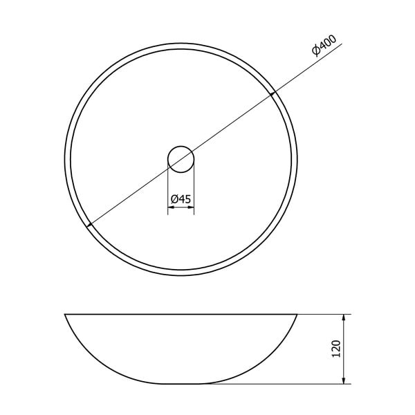 Kremowa kamienna okrągła umywalka ø 40 cm Blok 1 – Sapho-image-3