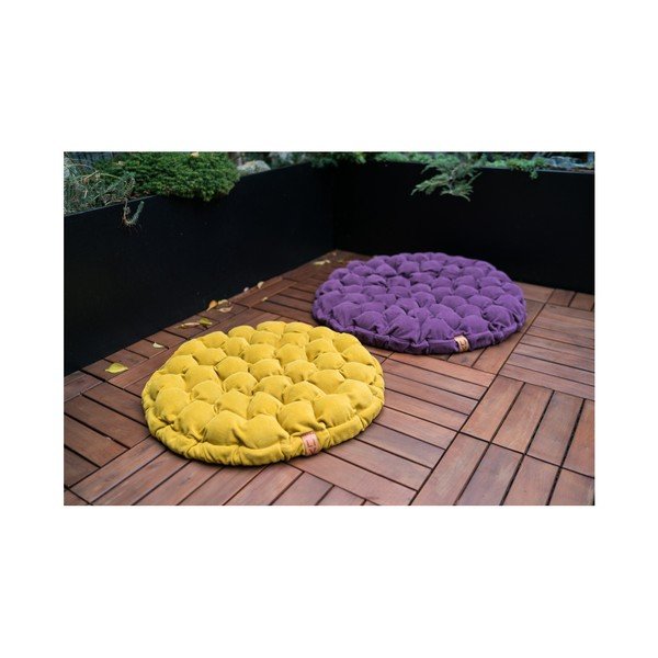 Jasna niebieskoszara poduszka do siedzenia wypełniona piłeczkami do masażu Linda Vrňáková Bloom, Ø 75 cm-image-3