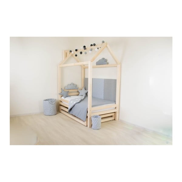 Komplet białej szuflady pod łóżko i 4 wydłużonych nóg Benlemi, łóżko 90x180 cm-image-3