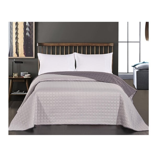 Szara narzuta dwustronna z mikrowłókna DecoKing Salise Steel, 170x210 cm-image-1