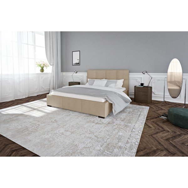 Beżowe łóżko dwuosobowe ze stelażem i schowkiem Guy Laroche Home Fascination, 140x200 cm-image-4