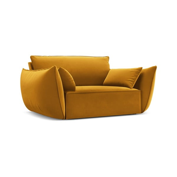 Musztardowy aksamitny fotel Vanda – Mazzini Sofas
