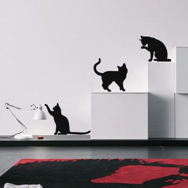 Zestaw 3 naklejek Ambiance Three Funny Cats-image-1