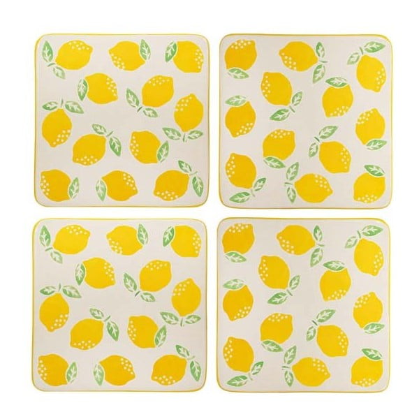 Żółto-białe ceramiczne podkładki zestaw 4 szt. Lemon – Sass & Belle-image-2