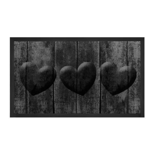 Czarna wycieraczka Hanse Home Heart, 45x75 cm