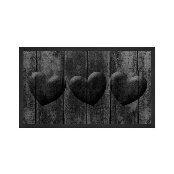 Czarna wycieraczka Hanse Home Heart, 45x75 cm