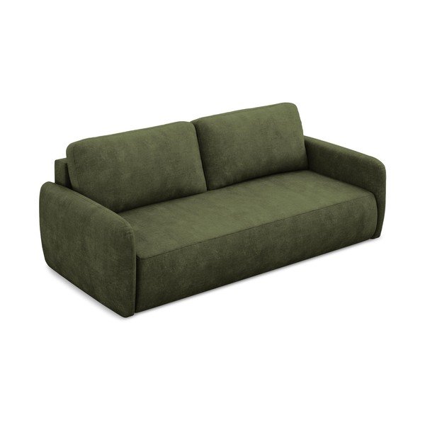 Zielona rozkładana sofa z tkaniny szenilowej ze schowkiem 218 cm Lilo – Makamii-image-2