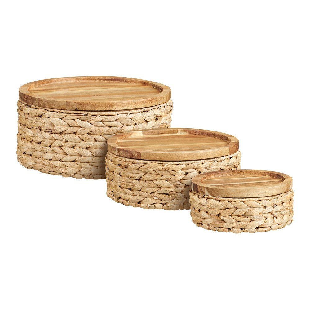 Koszyki z hiacyntu wodnego zestaw 3 szt. ø 30x15 cm Botofte – House Nordic