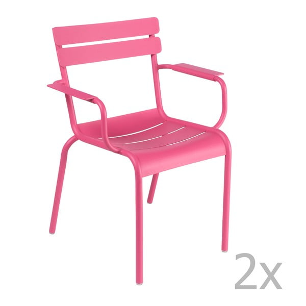 Zestaw 2 różowych krzeseł z podłokietnikami Fermob Luxembourg
