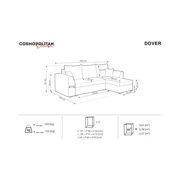 Anrtacytowy narożnik rozkładany Cosmopolitan design Dover-image-3