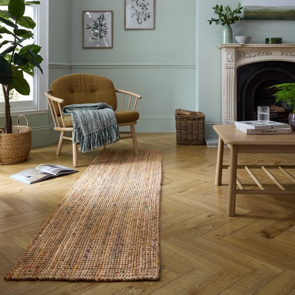 Chodnik z juty tkany ręcznie w naturalnym kolorze 60x300 cm Jute Boucle Multi – Flair Rugs-image-1