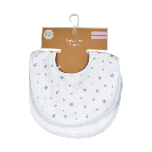 Białe śliniaki muślinowe zestaw 2 szt. – Bébé Douceur-image-3