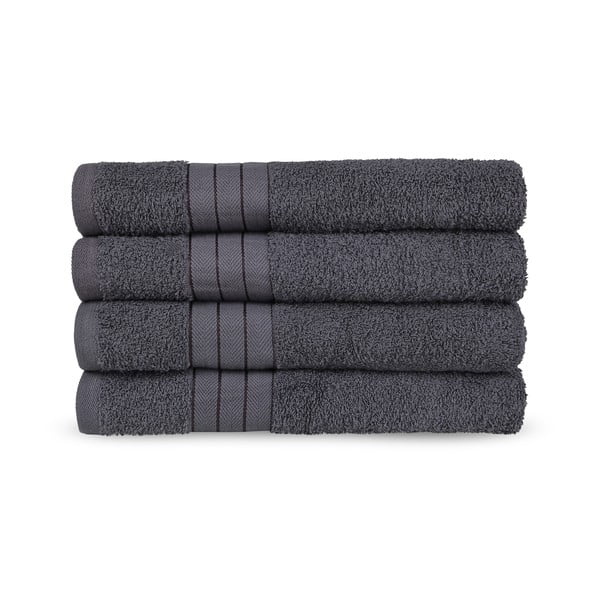 Antracytowe bawełniane ręczniki frotte zestaw 4 szt. 50x100 cm – Good Morning